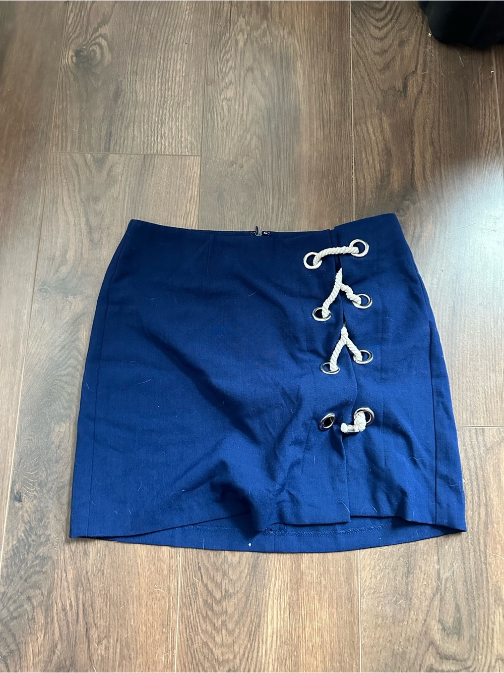VENUS Navy Mini Skirt with Rope Lace-Up Detail